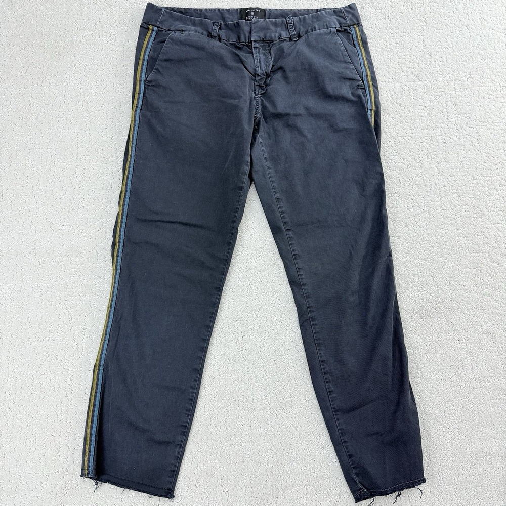 Nili‎ Lotan East Hampton Womens 6 Cropped Stripe Pants Navy $395